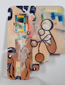 AMERICAN SCHOOL. (21st century). Smoke, 2014, Mixed media on a wooden board. Signed and dated lower