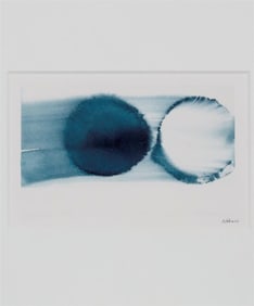 AMERICAN SCHOOL (20th century). Composition with Blue and White Balls, Mixed media on paper.