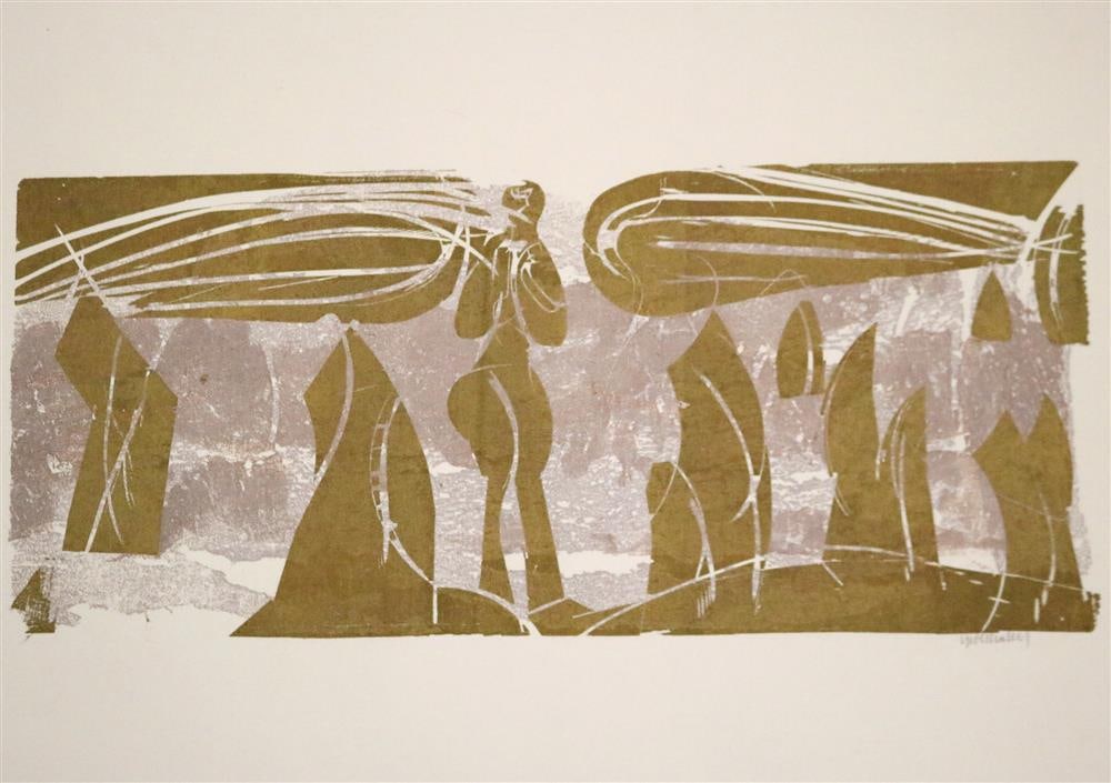 HAP GRIESHABER (German, 1909 - 1981). Wacholderengel (Juniper Angel), circa 1971, Woodcut wth colors (1 of 18)