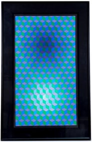 VICTOR VASARELY (Hungarian / French, 1906-1997). Hexa-Oltar, 1976, Individually cut-and-pasted color