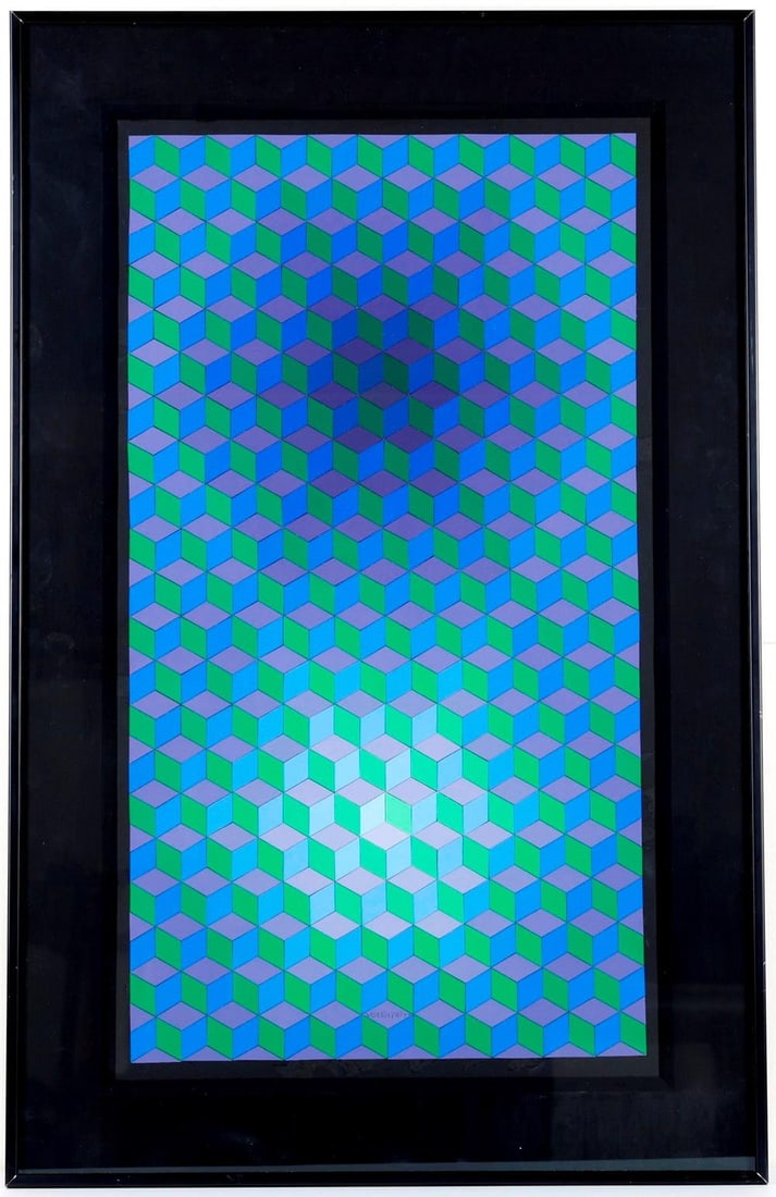 VICTOR VASARELY (Hungarian / French, 1906-1997). Hexa-Oltar, 1976, Individually cut-and-pasted color (1 of 10)