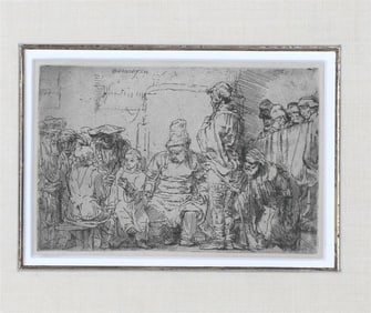 REMBRANDT VAN RIJN (Dutch, 1606-1669). Christ Seated Disputing with the Doctors, circa 1654, Etching