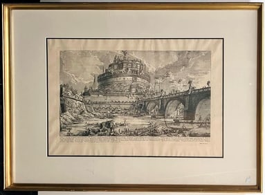AFTER GIOVANNI BATTISTA PIRANESI (Italian, 1720-1778). Veduta del ponte, e del mausoleo, fabbricati