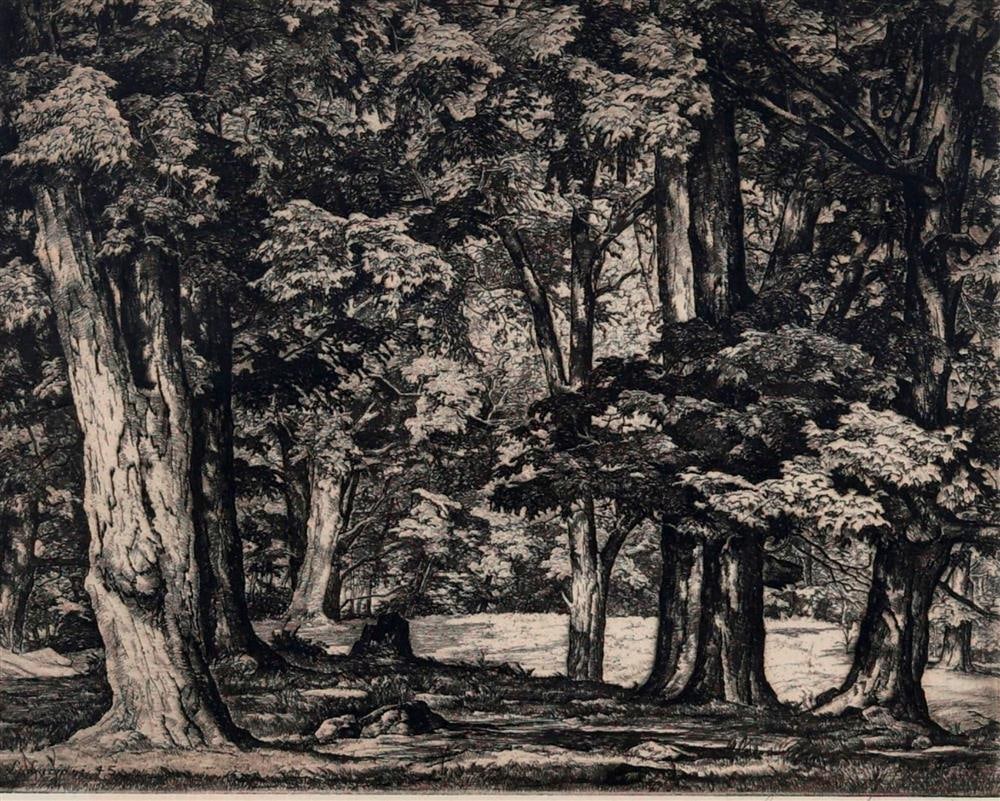 LUIGI LUCIONI (Italian / American, 1900-1988). Tree Tapestry, circa 1945, Etching. Pencil signed at (1 of 7)
