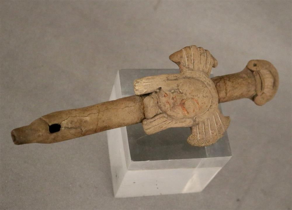 MEXICAN TOTONAC PRE-COLUMBIAN WIND INSTRUMENT. - Lenght: 9 inches. (1 of 14)