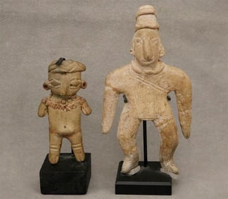 MEXICAN COLIMA AND CHUPICUARO PRE COLUMBIAN FIGURINES. - Height (including stand) of the Colima
