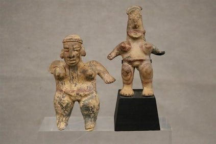 MEXICAN JALISCO POTTERY FIGURES PRE-COLUMBIAN PERIOD, 200 BC- 400 AD. - height (statue with base):.