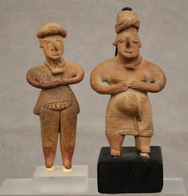 MEXICAN COLIMA PRE COLUMBIAN FIGURES CA. 100 B.C. - 250 A.D. - Height (figure standing on a black