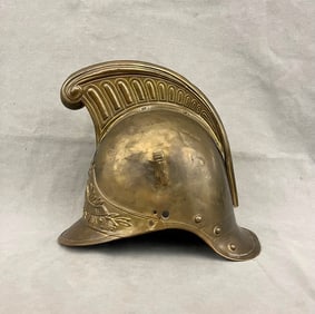 FRENCH BRASS FIREFIGHTER HELMET. mid 19th century.