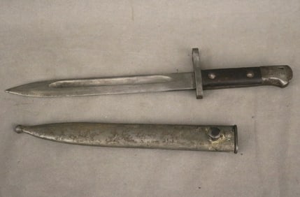 MILITARY MAUSER BAYONET KNIFE W/ SCABBARD. - Length: 15.5 inches.