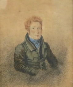 ENGLISH SCHOOL (Early 19th century). Portrait of Patrick Henry, Watercolor on paper. Verso titled.