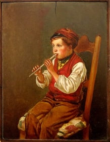 AFTER JOHN HAYNES-WILLIAMS (British, 19th century). The Penny Whistle, 19th century oil on board