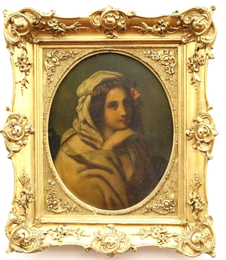 CONTINENTAL SCHOOL (Early 19th century). Lady's Portrait, Oil on board (metal board). Unsigned. (1 of 20)
