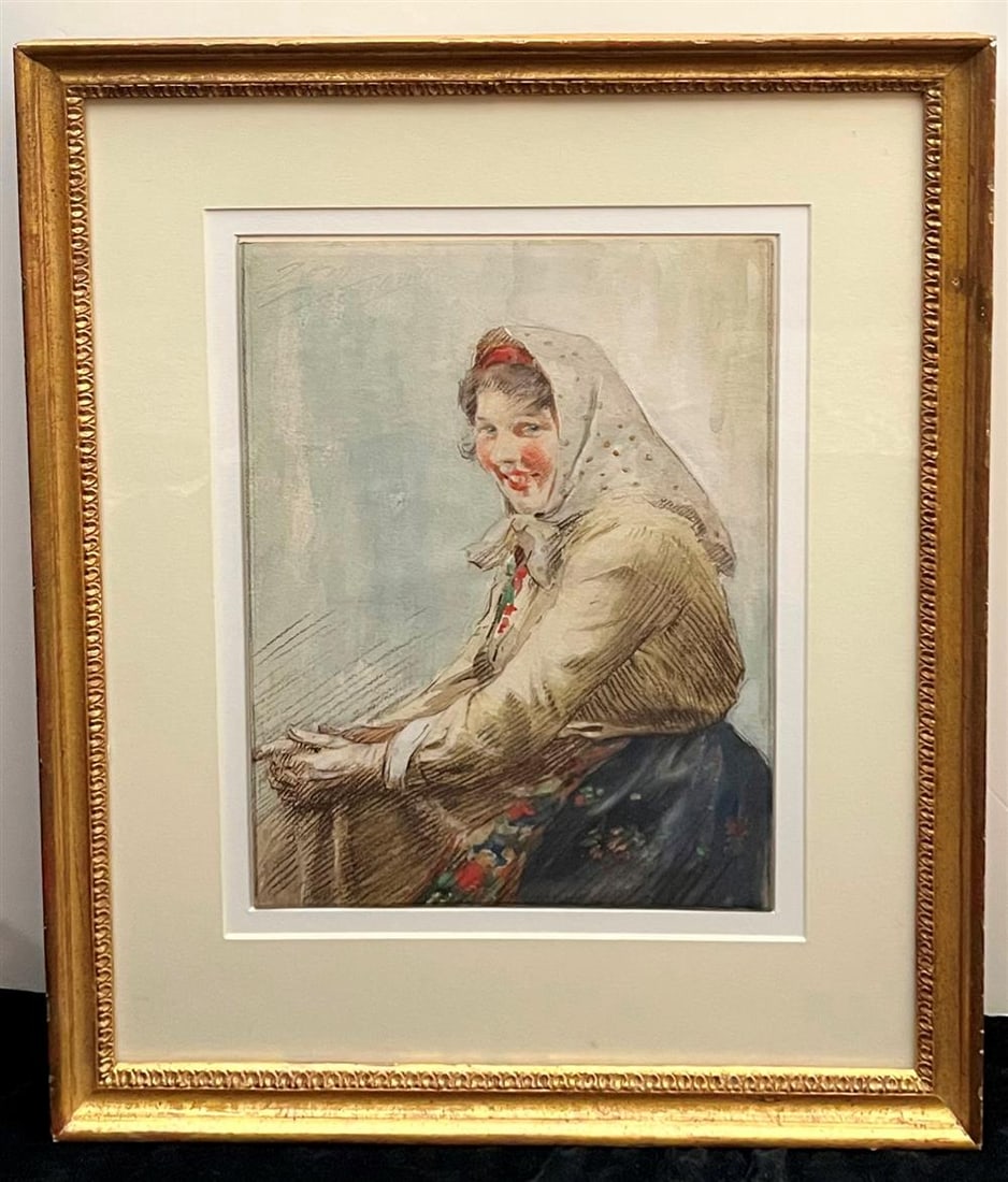 AFTER ANDERS L. ZORN (Swedish, 1860-1920). "Guerdi, Study for Oil Painting," 1933. Signed upper left: AFTER ANDERS L. ZORN (Swedish, 1860-1920). "Guerdi, Study for Oil Painting," 1933. Signed upper left; title and signature in ink appears on reverse side. Watercolor on paper. Accompanied by Kennedy Ga