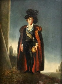 AFTER SIR THOMAS LAWRENCE (English, 19th century). John Philip Kemble as Hamlet, Oil on board.