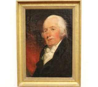 AMERICAN SCHOOL (19th century). Portrait of a Gentleman, Oil on canvas laid down to board. Unsigned.