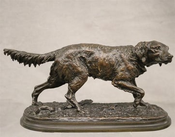 PIERRE-JULES MENE (French, 1810-1879). Retriever, mid-to-late 19th century, Patinated bronze