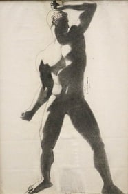 FRIEDA GROSSMAN (20th century). A Roman Nude, Watercolor on paper. Pencil signed "F Grossman." Upper