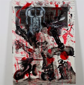 AMERICAN SCHOOL (21st century). Sex with Christ, 2012, Mixed media on board. Signed "DON" lower
