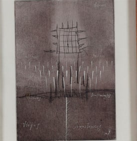 EDUARDO MEJORADA (Mexican, born 1969). Untitled (from Magenta Series), Oil on paper. Framed. Not