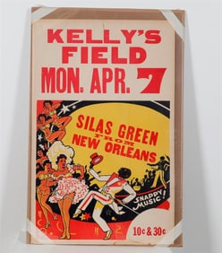 POSTER FOR SILAS GREEN FROM NEW ORLEANS: SNAPPY MUSIC! (CIRCA 1919-30). Poster in red, yellow and
