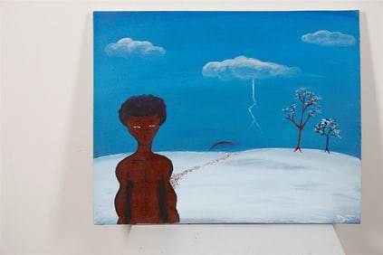 AMERICAN SCHOOL (21st century). Walking on Snow, Oil on canvas. Signed "DON" lower right hand