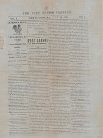 "VICKSBURG IS OURS": RARE CIVIL WAR ERA NEWSPAPER, Port Hudson Freemen, July 15, 1863. Vol 1, No. 1