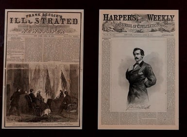 [ABRAHAM LINCOLN ASSASSINATION] FRONT PAGE COVERAGE FROM TWO NEWSPAPERS, Frank Leslie's Illustrated