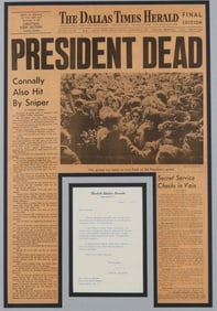 TWO JOHN F. KENNEDY ITEMS: THE DALLAS TIMES HERALD. NOV. 22, 1963 AND U.S. SENATE LETTER DATED JUNE