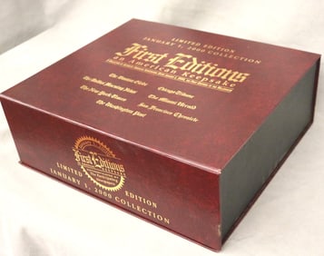 MILLENIUM NEWSPAPERS; BOXED SET OF SEVEN NEWSPAPERS, ALL FROM JANUARY 1, 2000. Limited edition boxed