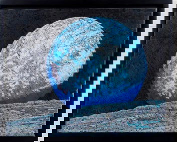 "EARTH-RISE" AS SEEN ON THE MOON, GICLEE PRINT SIGNED BY ASTRONAUT ALAN BEAN, No. 40 of limited