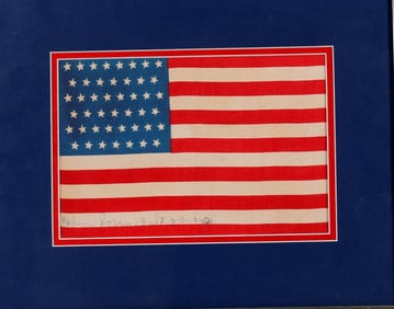 45-STAR AMERICAN FLAG, circa 1906. - Framed, 16 in. x 14 in.