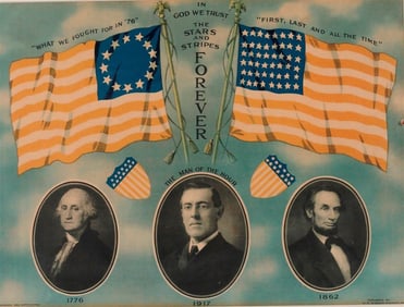 1916 WOODROW WILSON PRESIDENTIAL CAMPAIGN POSTER. - Framed, 20 in. x 16 in.
