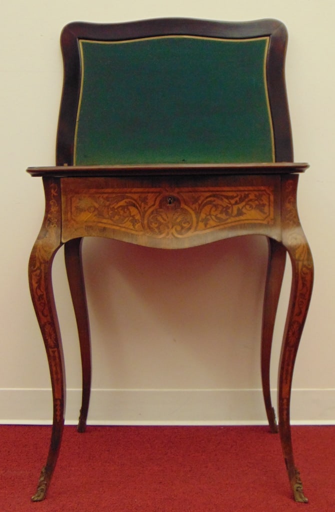 19TH CENTURY CONTINENTAL MARQUETRY-INLAID, FOLD-TOP GAMES/CARD TABLE. - H: 29 1/2 in. Top, 24 in. x (1 of 8)