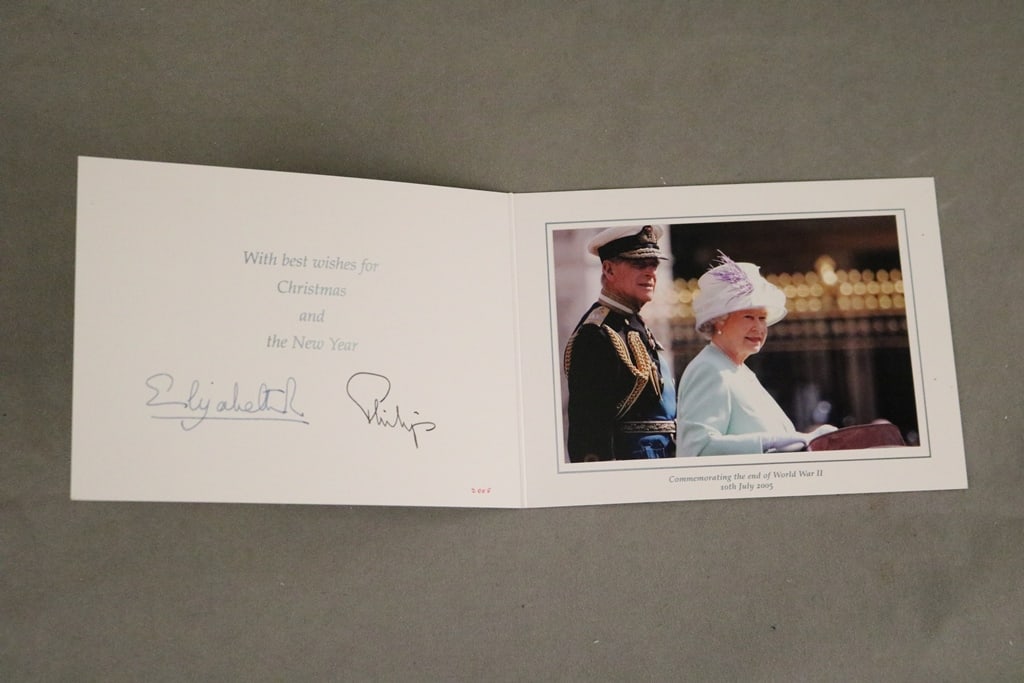 H.M. QUEEN ELIZABETH II AND H.R.H. THE DUKE OF EDINBURGH, SIGNED 2005 CHRISTMAS CARD, - 6 in. x 8 (1 of 2)