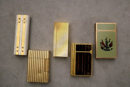 CARTIER YELLOW AND WHITE GOLD-PLATED CIGARETTE LIGHTER IN STAMPED RED CARTIER BOX, CARTIER GOLD