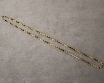 14K YELLOW GOLD FLEXIBLE ROPE CHAIN. - L: 28". W: 18". Wt: 8 dwt.