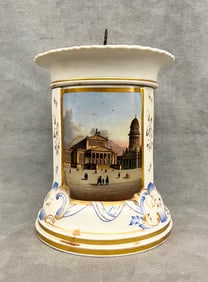 GERMAN PORCELAIN TOBACCO JAR, late 19th century -early 20th century. - H: 8 1/2 in.