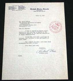 RICHARD NIXON, AS U.S. SENATOR. - 10 1/2 in. x 8 in.