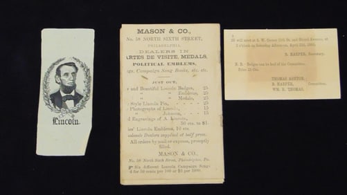 LINCOLN CAMPAIGN SONGSTER FOR THE USE OF CLUBS. 1864, Mason & Co., Philadelphia.