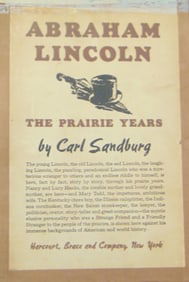 "ABRAHAM LINCOLN: THE PRAIRIE YEARS" BY CARL SANDBURG, 2 VOLUMES, ONE SIGNED BY AUTHOR. Harcourt