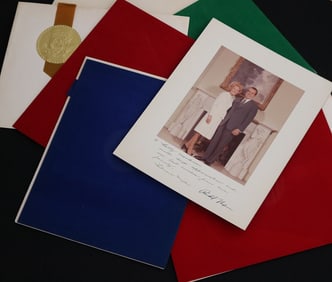PRESIDENT RICHARD M. NIXON AND PATRICIA NIXON MEMORABILIA INCLUDING FIVE STAFF CHRISTMAS CARDS AND