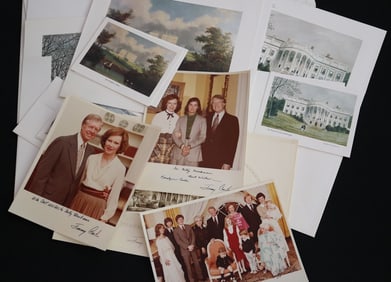 PRESIDENT JIMMY CARTER AND ROSALYNN CARTE SIGNED PHOTOGRAPHS, CHRISTMAS CARDS AND OTHER MEMORABILIA.