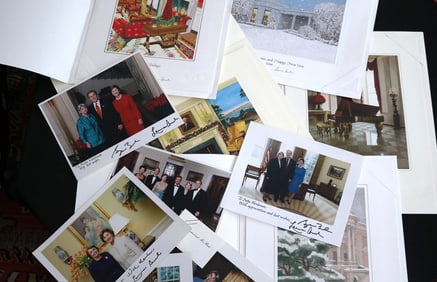 PRESIDENT GEORGE W. BUSH PRESIDENTIAL CHRISTMAS CARDS AND PHOTOGRAPHS.