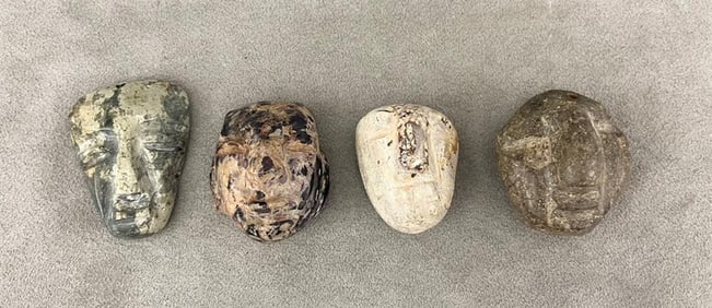 PRE COLUMBIAN STYLE CARVED STONE PENDANTS,