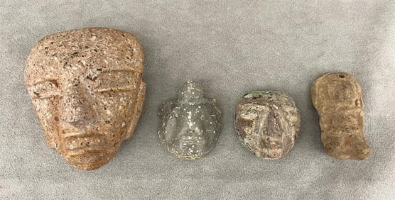 PRE COLUMBIAN STYLE CARVED STONE PENDANTS,