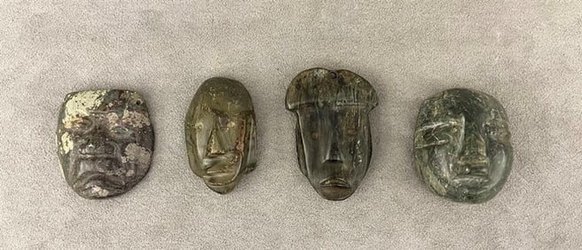 PRE COLUMBIAN STYLE CARVED STONE PENDANTS,