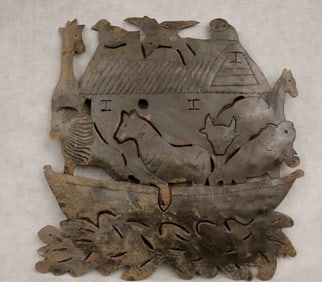 HAITIAN NOAHS ARC SIGNED WALL HANGING. - Height: 18 inches.