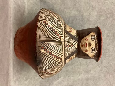 PERUVIAN SHIPIBO POTTERY EFFIGY VESSEL, - Height:.