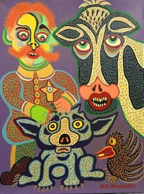 R. D. BISSETT (American, born 1938). Our Dear Leader and Friends, 2021, Acylic on canvas. Signed